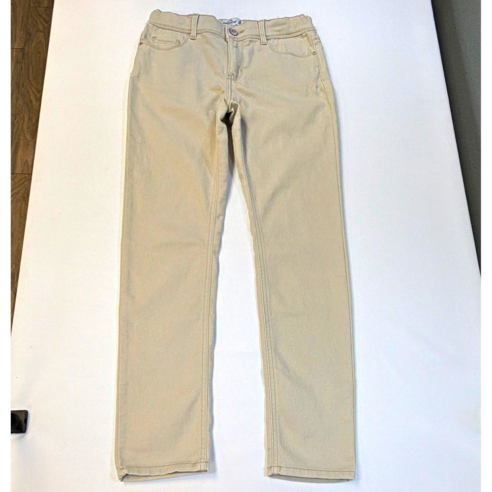 Jordache Girls Skinny Pants Size 14 Beige Solid Cotton Blend Button Zip Casual